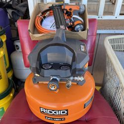 RIDGID Electric Air Compresor 6 Gal. 150 PSI with 25 ft. Hose, 18GA Brad Nailer
