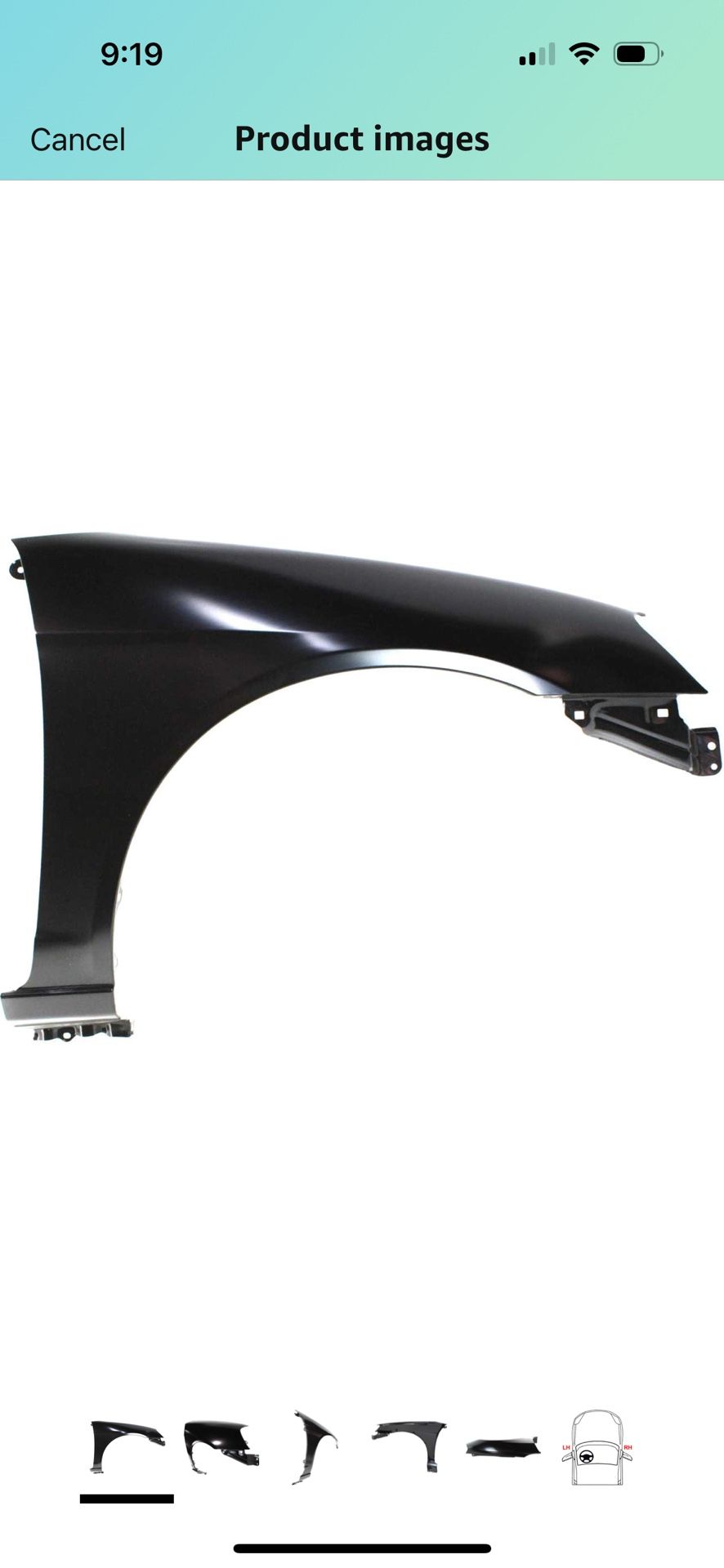 Right Hand Side Fender For A Honda Civic 01-03