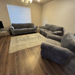  3 Piece Living Room Set With Removable Matching Velvet Covers