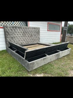 King bed frame with storage