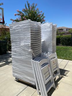 Rectangular table and round table and plastic resin chairs