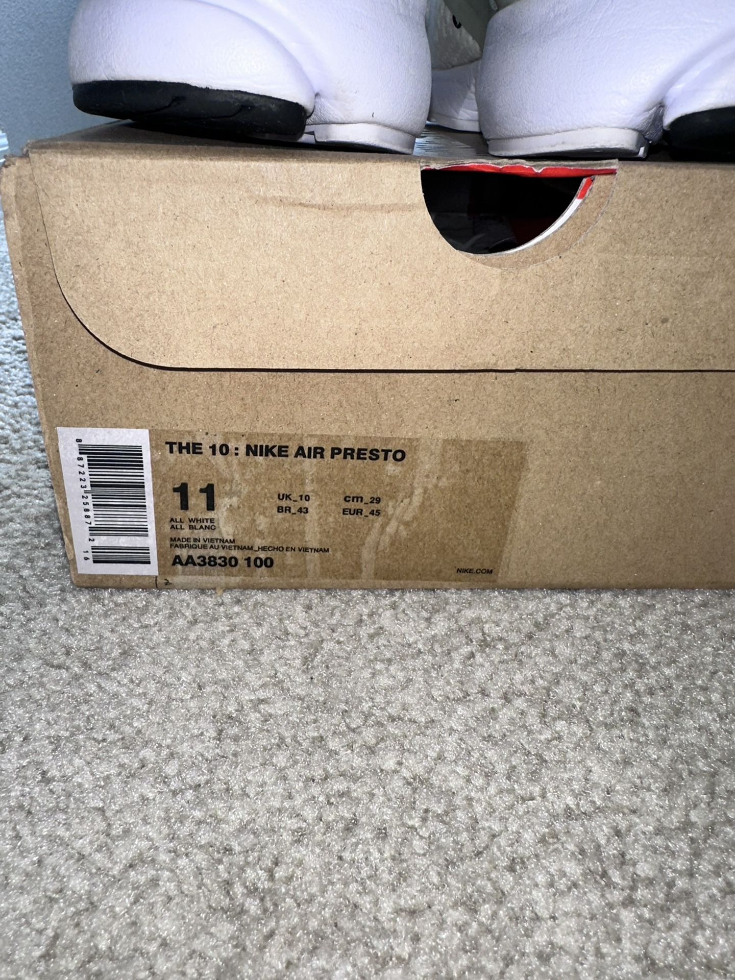 OffWhite Nike Air Presto Size 11 USED