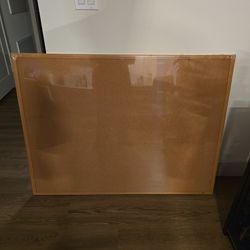 Staples Standard Durable Cork Bulletin Board with Oak Finish Frame, 4 ft x 3 ft Wall Mounted Cork Message Board for Office Home and Classroom