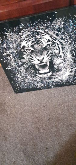Tiger Crystal Diamond Wall Art Print. 21 in x 21 in brand new