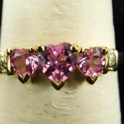 10K Yellow  Real Gold With Pink Sapphire Ring. (tested)