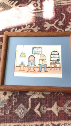 Framed original cowboy chuck y co grandma y grandpa BY Anita vintage 1980