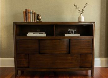 Magnussen Home "Nova" Solid Wood Console Cabinet / Media Chest / TV Stand / Dresser – Dark Walnut