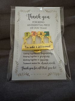 Gold "Team" Enamel Pin «You Make A Difference!" with Thank You Card