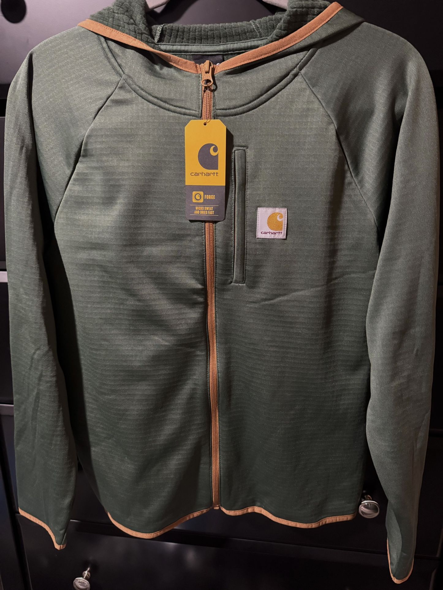 New. Carhartt Boys Size Large (14/16) Full-Zip Sweatshirt Hoodie Jacket With Fleece Liner