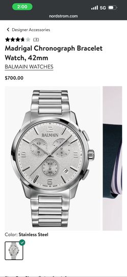 Balmain 42mm Chronograph Quartz Silver Dial Mens Watch