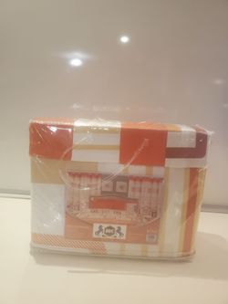 King Size Bedding Set Orange Geometric Pattern