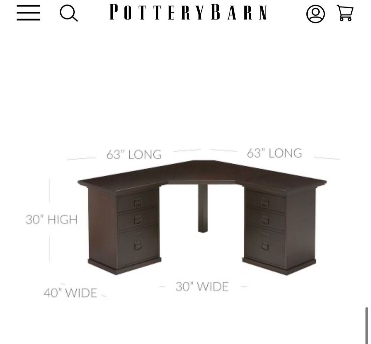 Black Pottery Barn Corner Desk - Retail $2,000