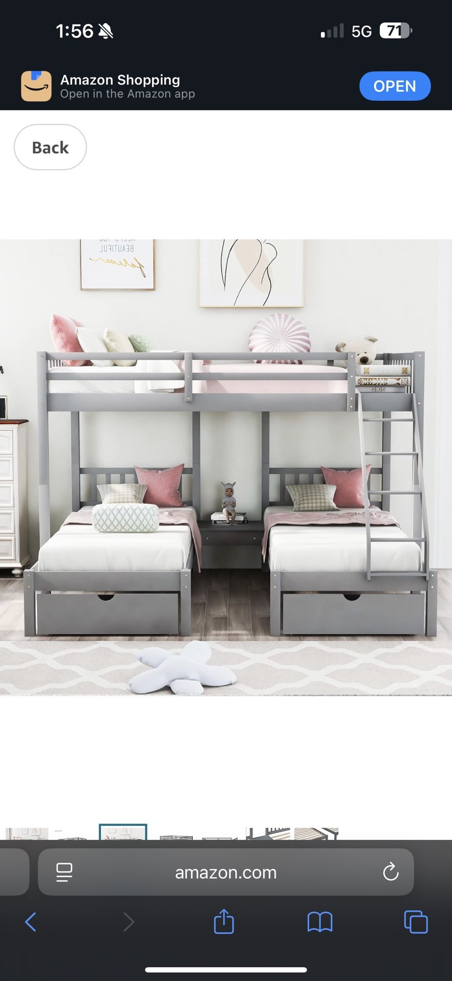 Triple Bunk Bunk Bed- Full Over Twins