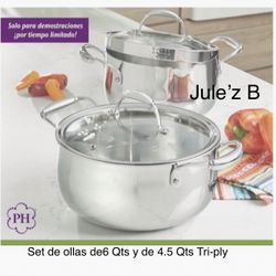 Princess House Set De Ollas De 6 Qts Y De 4.5 Qts Tri-ply Nuevas En Sus Cajas 