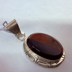 Sterling Silver Red & Black Pendant