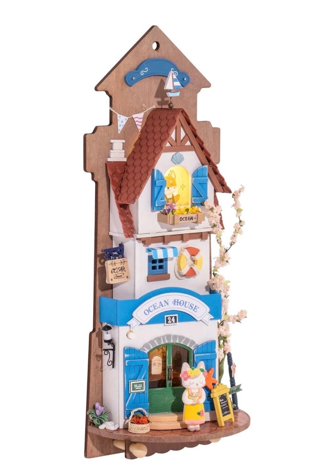 3D Puzzles for Adults, Wooden DIY Wall Decor Model Craft Kit, Desk Toy Craft Building with LED