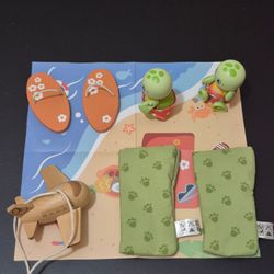 Cute Turtle Beach Set – 2 Mini Turtles with Beach Accessories 🏖️🐢