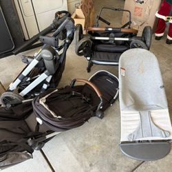 MULTIPLE STROLLERS/DOUBLE STROLLER plus baby bijorn bouncer
