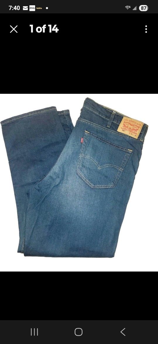 Levi 541 Jeans Mens Size  40x30 Denim Regular Fit Black Red Tab Medium Wash