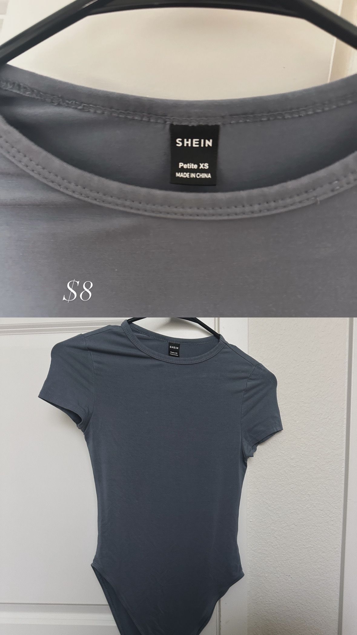 Blue bodysuit short sleeve shirt Petite XS