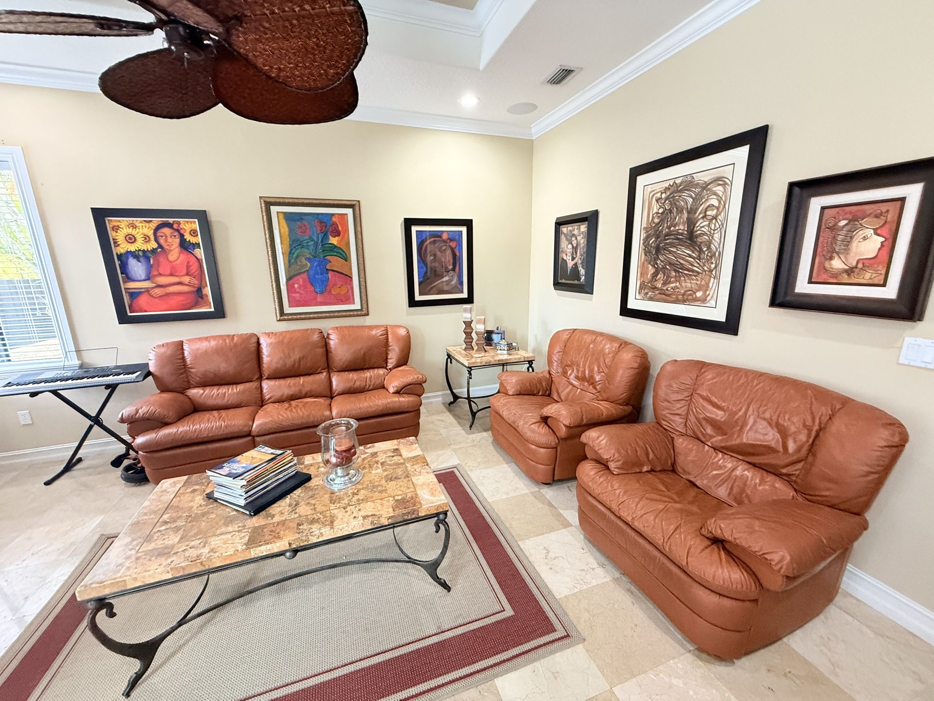 Leather Recliner Sofa ( Natuzzi). & 2 Leather recliners