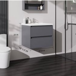 Floating Bathroom Vanity with Sink,Wall Mounted Vanity with Ceramic Sink