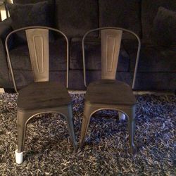 TWO BRAND NEW BISTRO STYLE CHAIRS METAL AND WOOD 