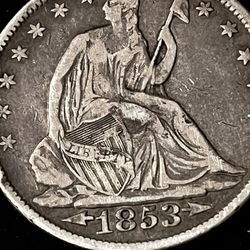 1853 LIBERTY SEATED  HALF DOLLAR SILVER