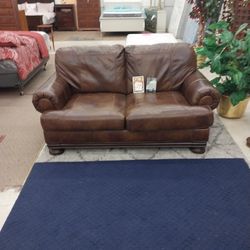 Brown Leather Love Seat