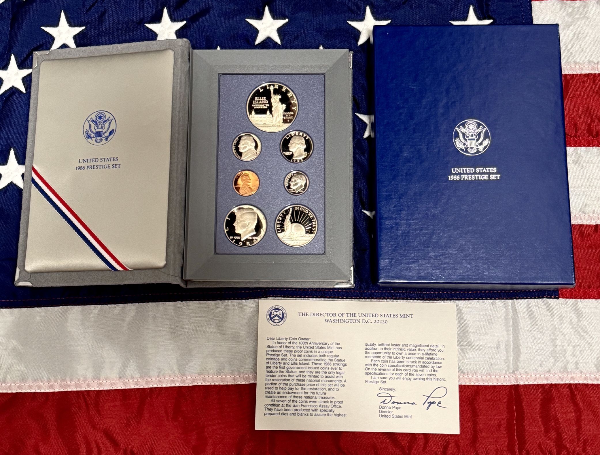 1986 Commemorative "Liberty" Prestige Set. (7 Coins).