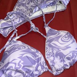 Purple Marble 3 Piece bikini Set 