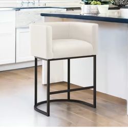 26 in.Beige and Black Low Back Bar Stool