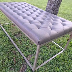 MODERN GRAY TUFTED BENCH/COFFEE TABLE