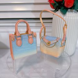 Set of 2 Pastel Rainbow Mini Bag Charms - Designer Tote & Crossbody Style