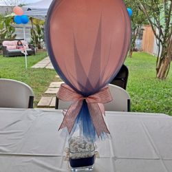 Balloon Centerpieces (Bday, Bby/brdl Shower, Luncheon) Colors Are Navy And Rose Gold