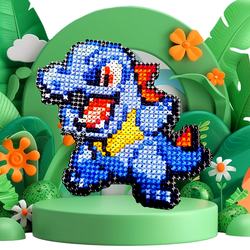 Totodile Cross Stitch Keychain Pokémon