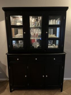 Lighted Buffet and Hutch - Black