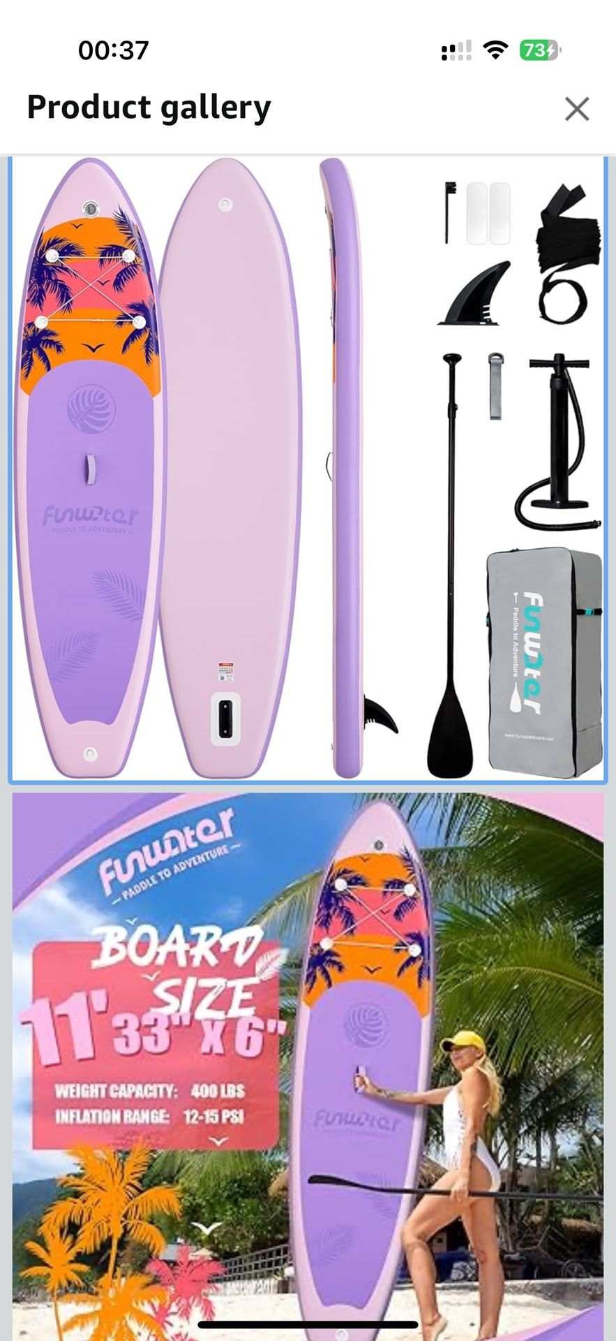 FunWater Stand Up Paddle Board Ultra-Light Inflatable Paddleboard with SUP Accessories for Adults & Youth of All Skill Levels