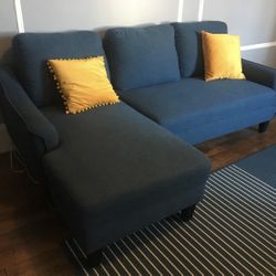 Navy Blue Modern Trundle Sectional Sofa
