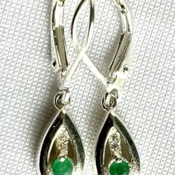 Genuine Colombian emerald earrings, silver 925, real natural emerald