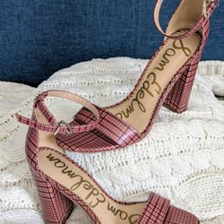 Sam Edelman Pink Plaid Women's 4" Heels size 6.5 worn twice