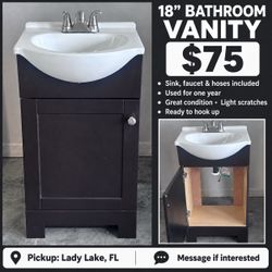 Small vanity with sink, faucet and hoses included