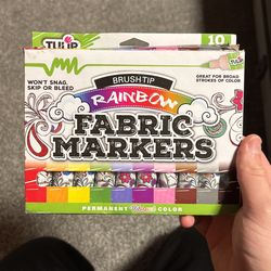 Brush Tip Rainbow Fabric Markers 10 Ten Pack