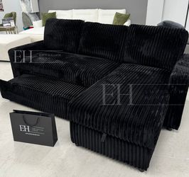 Black Velvet Sofa Sleeper Sectional With Storage 