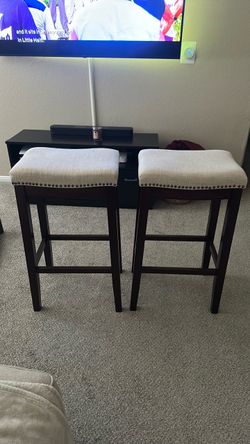 Set of 2 Upholstered Bar Stools