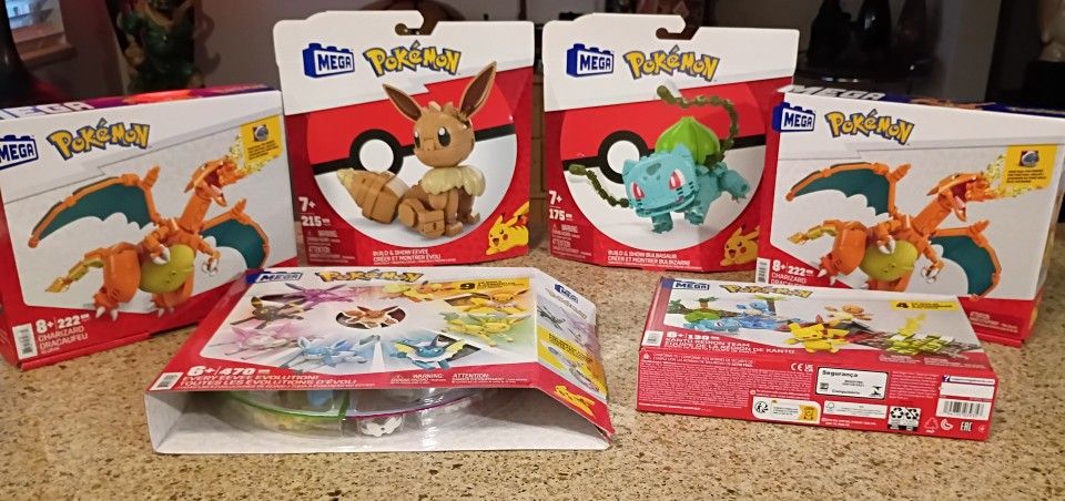 6- Brand New Pokemon/ Mega Building Sets