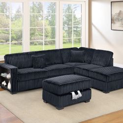 Brand New Super Plush Comfy Corduroy Sectional Set 