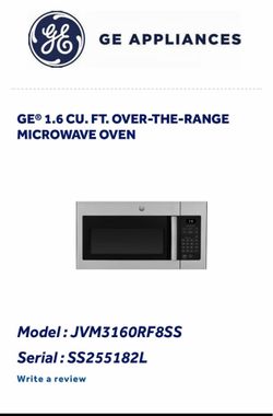 Brand New GE® 1.6 CU. FT. OVER-THE-RANGE MICROWAVE OVEN