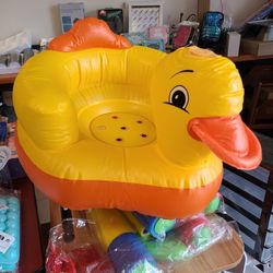 Yellow Duck Inflatable Baby Chair Sofa, Baby Bath Stool Safety Back Seat 60KG Bearing Capacity for Home(Oval)