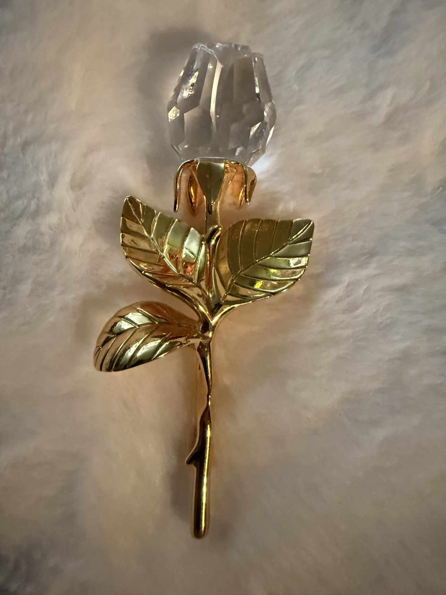 Vintage Swarovski Crystal Memories Rose Bud Flower Stem Brooch Pin Large 3/1/4